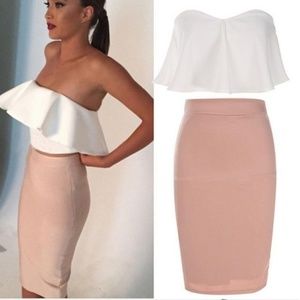 ♡HOST PICK♡♡ Ruffle Crop Top Pencil Skirt SALE